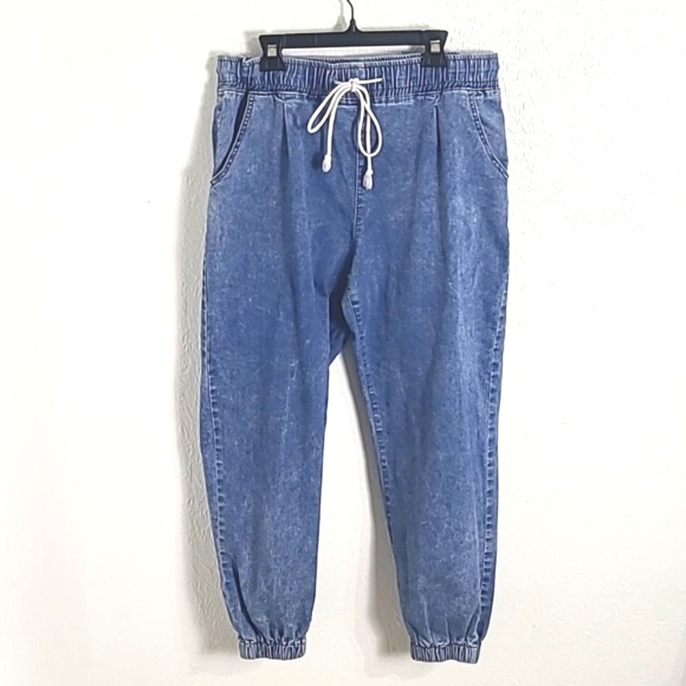 V.I.P. Bluejean Distressed Joggers Drawstring Waistband Elastic Cuffs, Jr. 15/16
